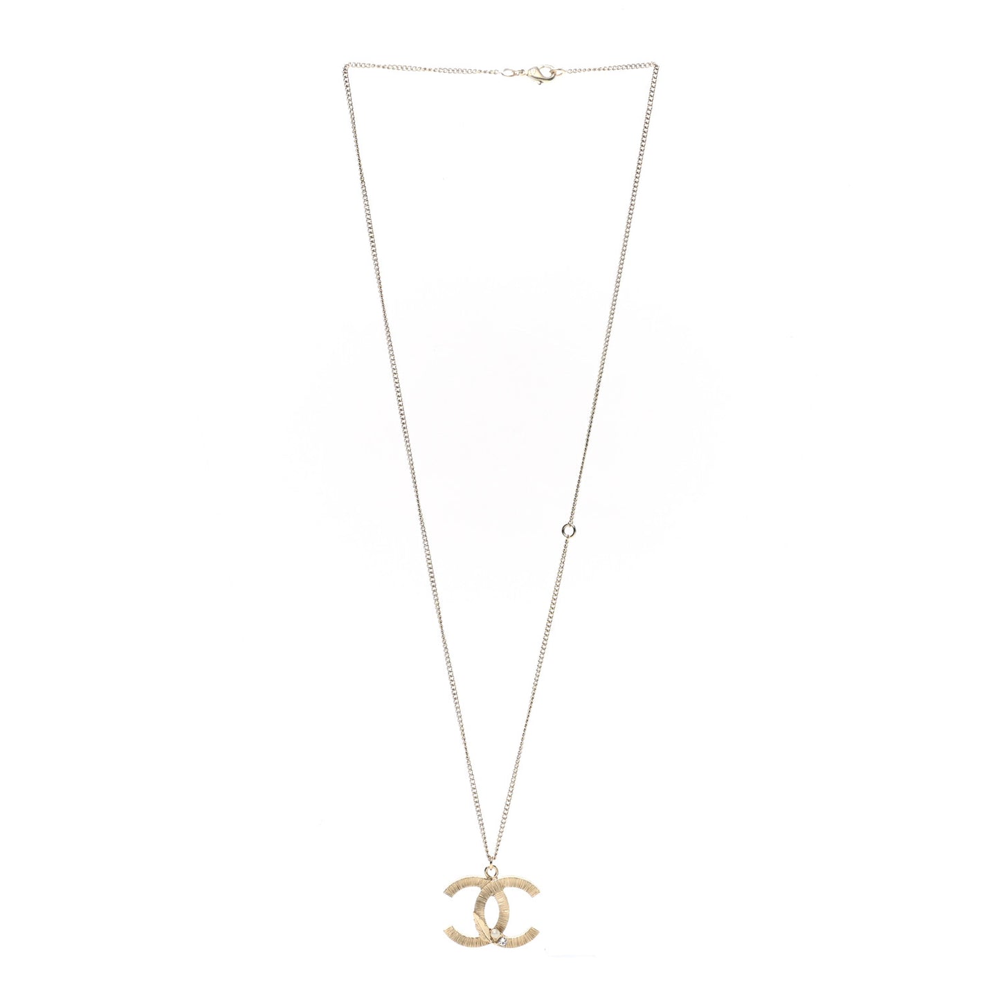 Pearl Crystal Leaf CC Necklace Gold
