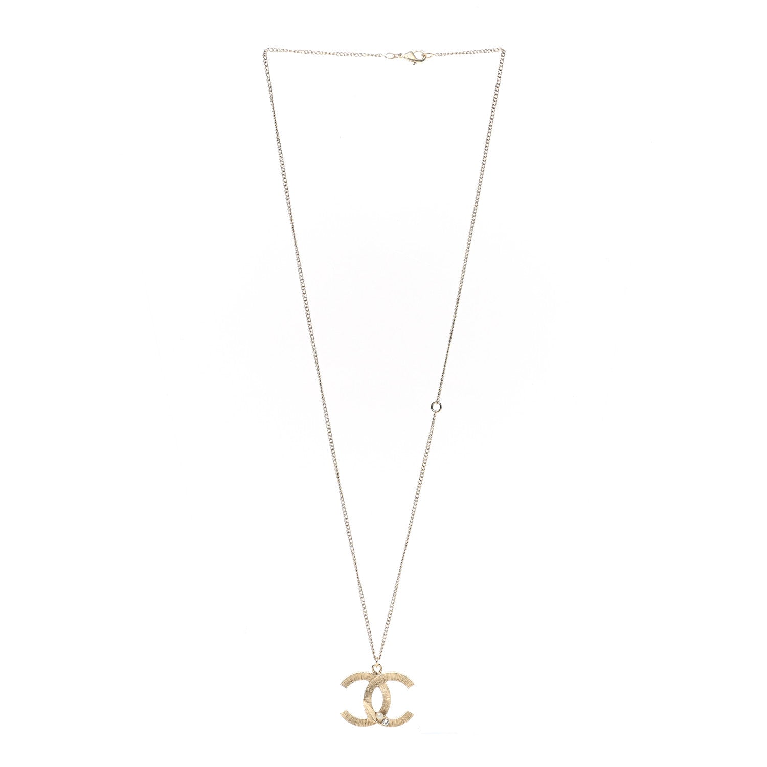 Chanel Pearl Crystal Leaf CC Necklace Gold 3 of 7
