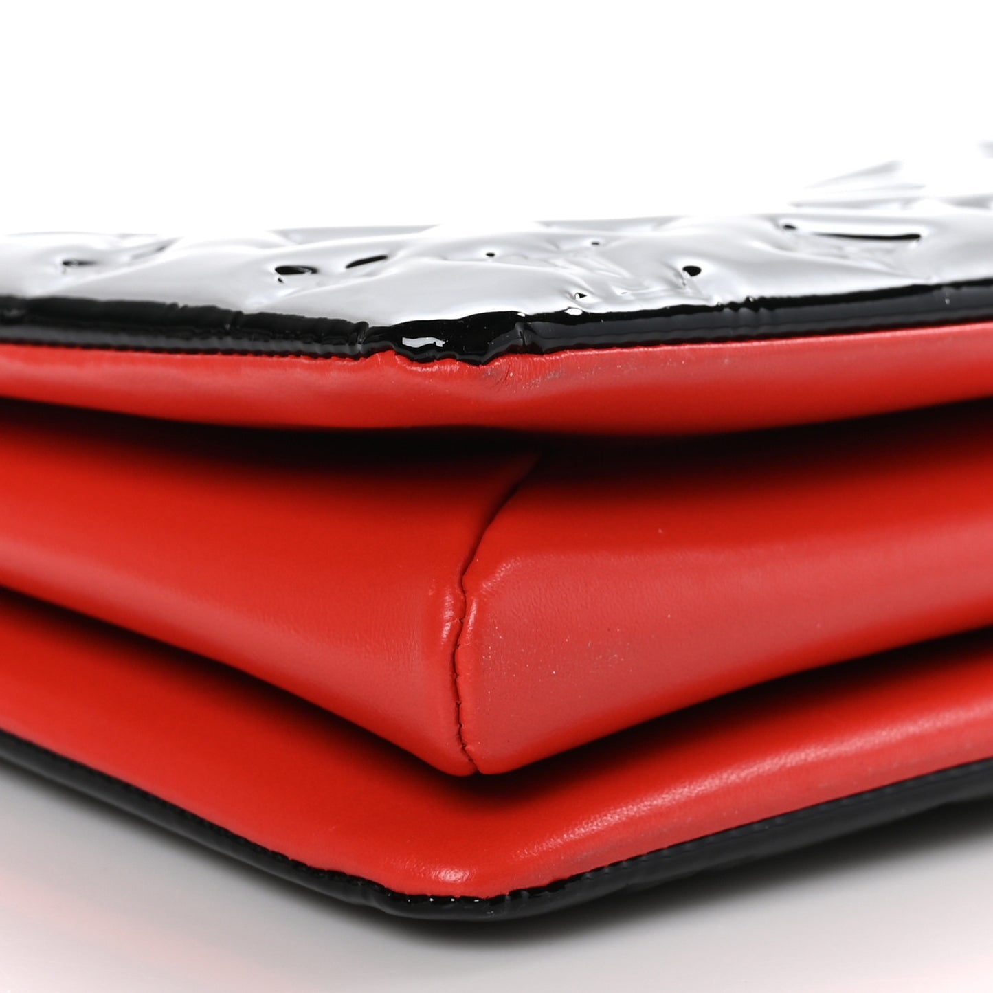 Patent Embossed Monogram Lambskin Coussin MM Black Red