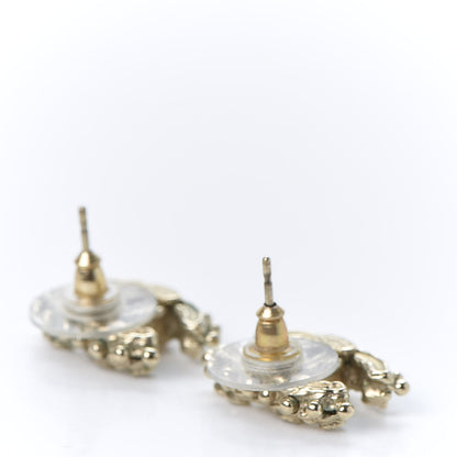 Chanel Crystal CC Earrings Gold 3 of 4