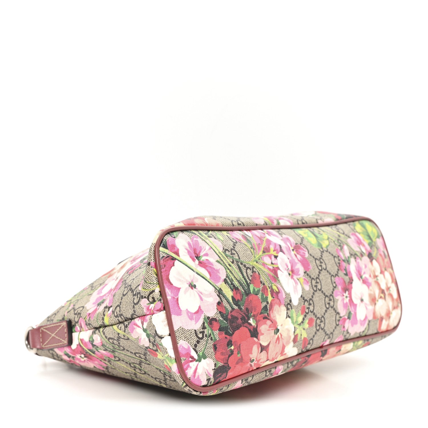 Gucci GG Supreme Monogram Blooms Small Zippered Tote Beige Multicolor Dry Rose 4 of 10