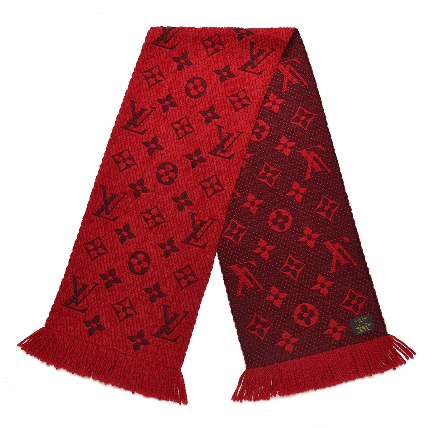 Wool Silk Logomania Scarf Rubis
