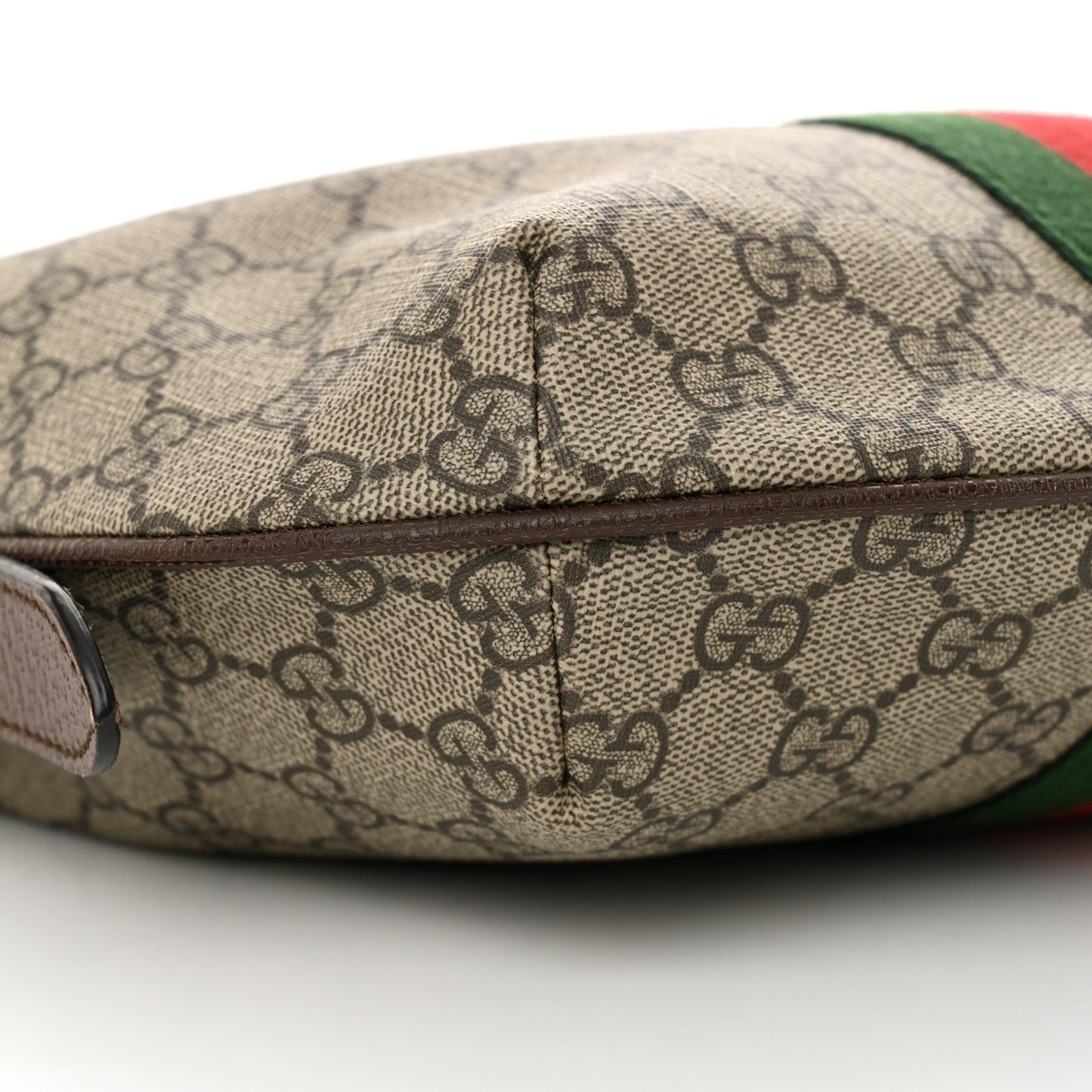 GG Supreme Monogram Web Small Ophidia Half Moon Hobo Brown