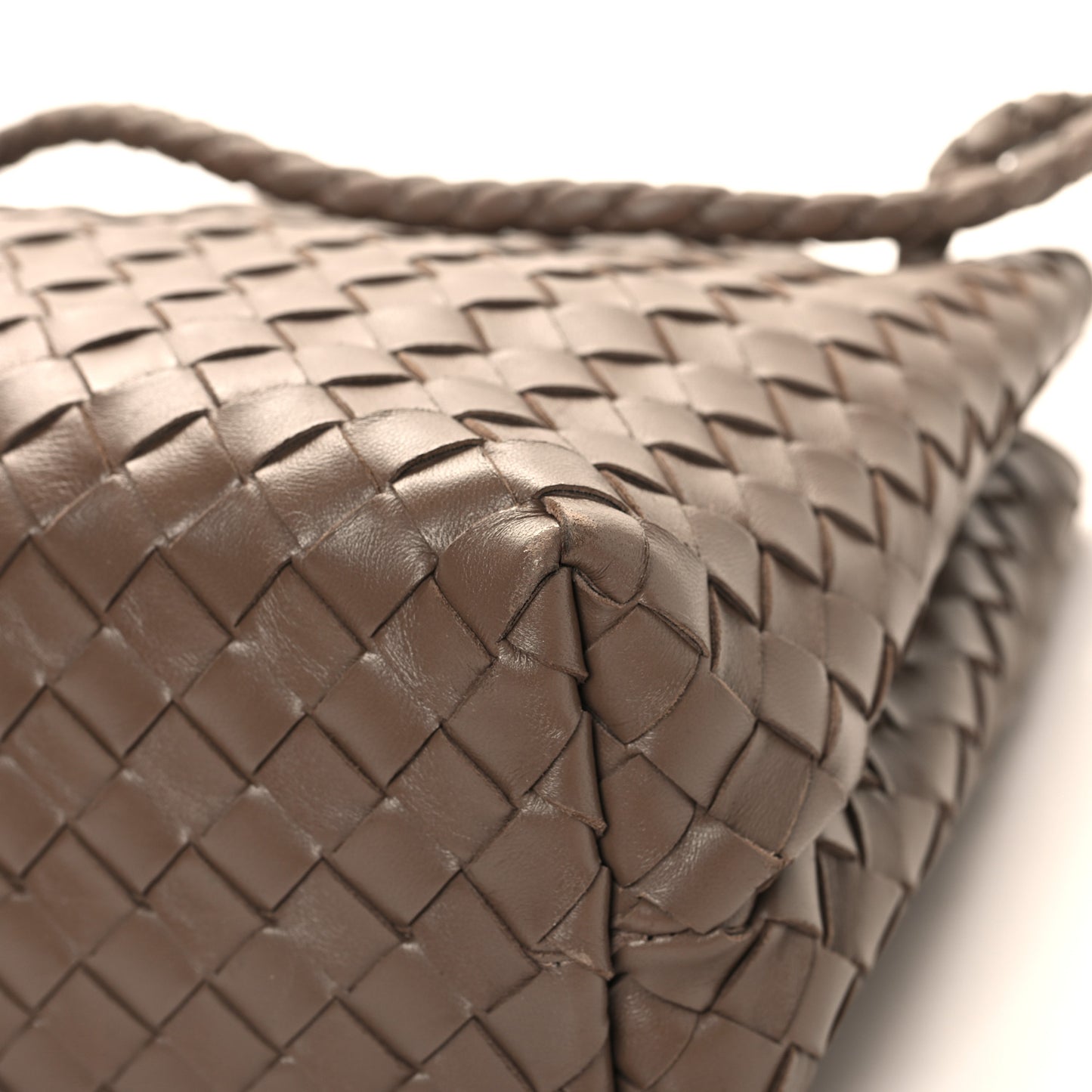 Nappa Intrecciato Medium Andiamo Shoulder Bag Taupe Grey