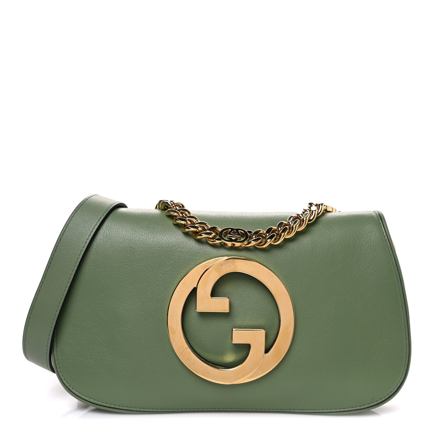 Roxy Calfskin Blondie Chain Shoulder Flap Bag Salamander Green