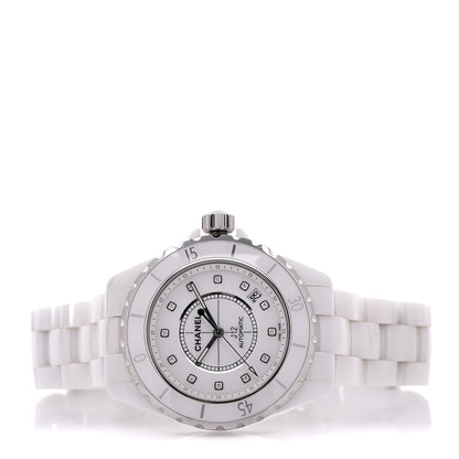 Chanel Stainless Steel Ceramic Diamond 38mm J12 Automatic Watch White 3 of 7