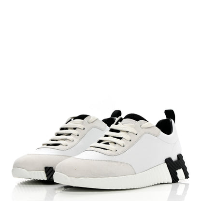 Hermes Goatskin Suede Bouncing Sneakers 38 White 3 of 11