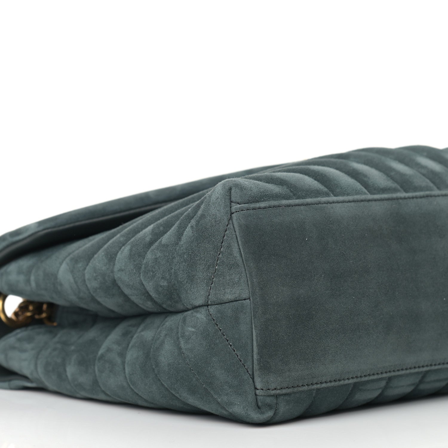 Saint Laurent Suede Y Quilted Monogram Medium Loulou Chain Satchel Deep Green 9 of 10