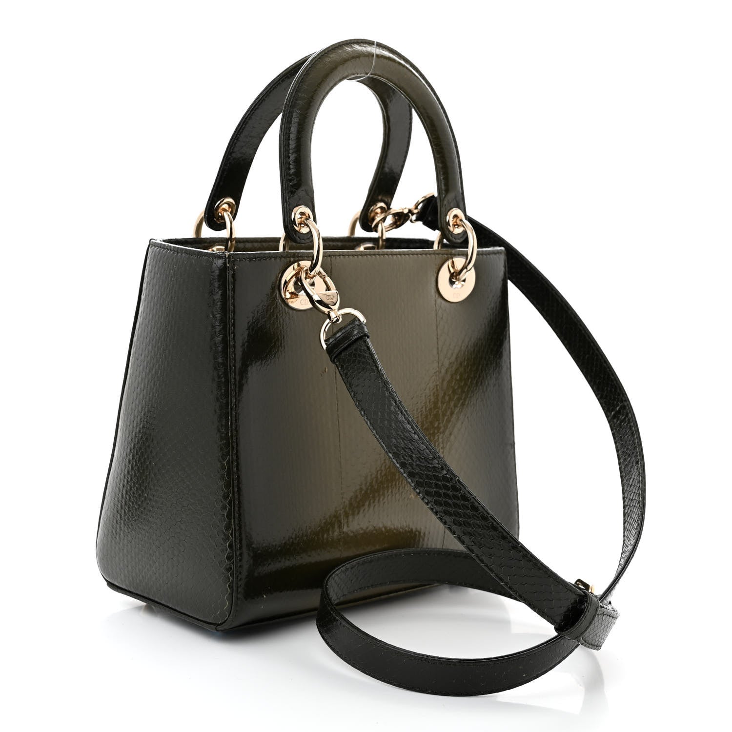 Christian Dior Snakeskin Medium Lady Dior Green 3 of 16