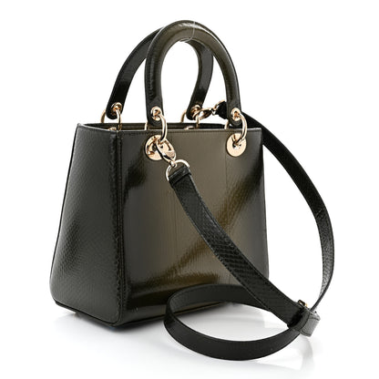 Christian Dior Snakeskin Medium Lady Dior Green 3 of 16