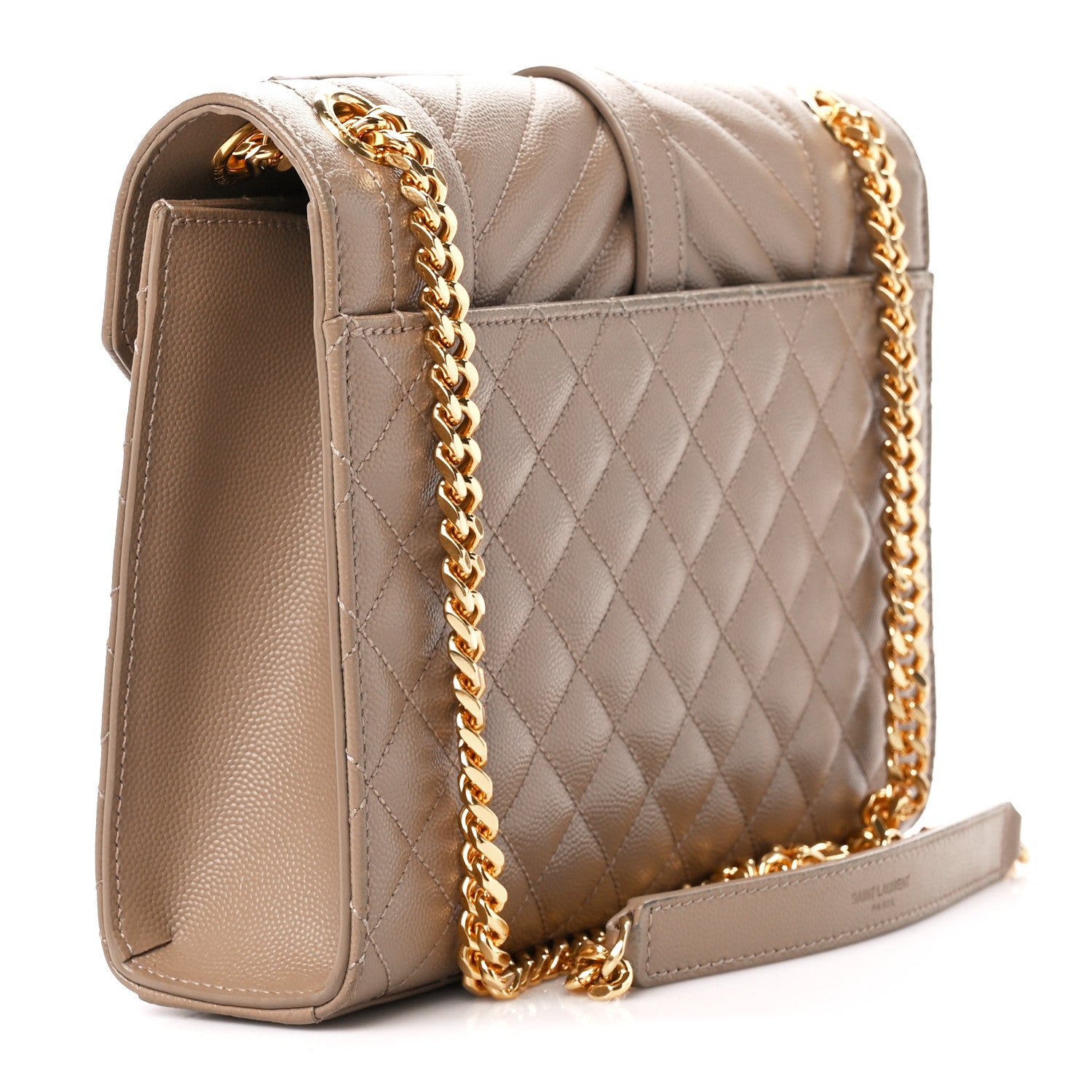 Saint Laurent Grain De Poudre Textured Mixed Matelasse Medium Triquilt Monogram Satchel Dark Beige 3 of 12