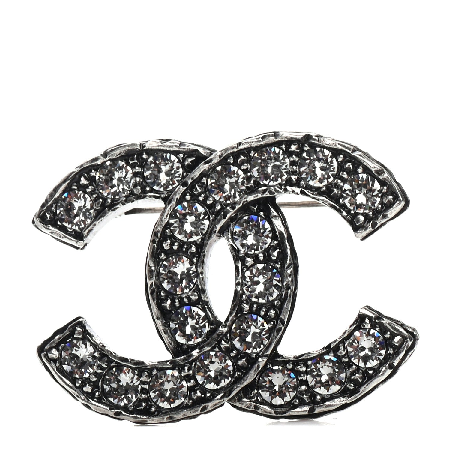 Chanel Ruthenium Crystal CC Brooch 1 of 4