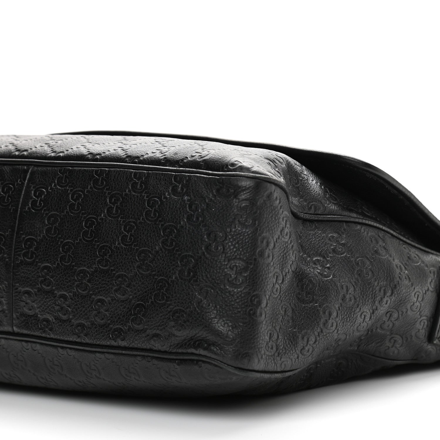 Gucci Guccissima Medium Flap Messenger Bag Black 10 of 14