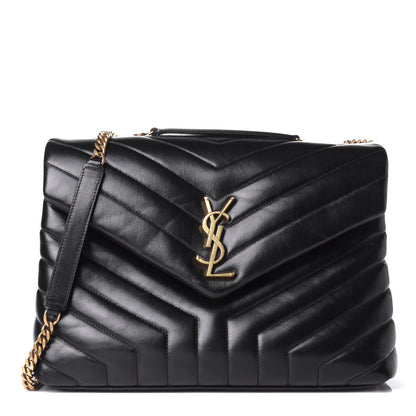 Saint Laurent Calfskin Y Quilted Monogram Medium Loulou Chain Satchel Black 1 of 10