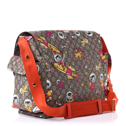 Gucci GG Supreme Monogram Space Cats Diaper Bag Orange 3 of 11