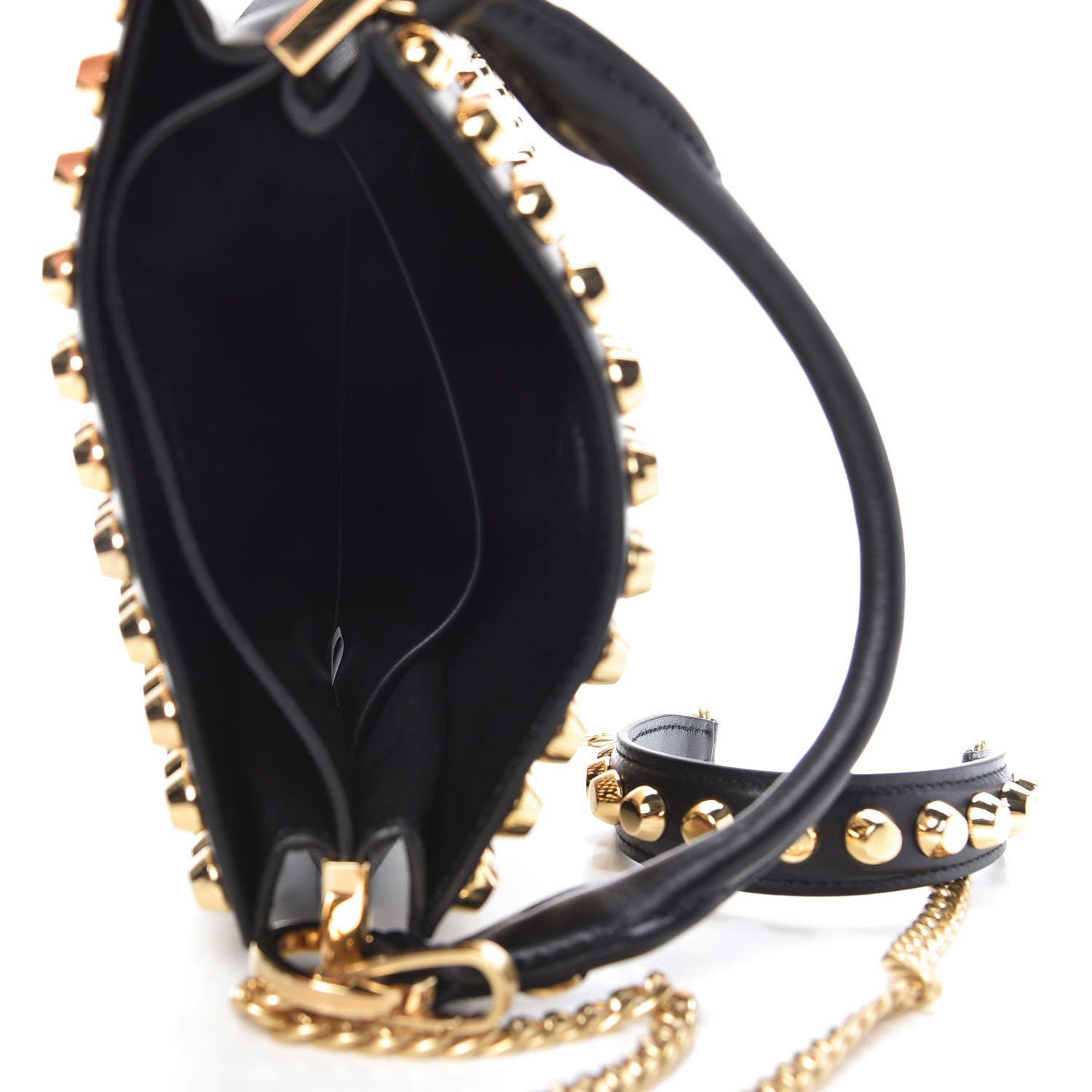 Prada City Calfskin Studded Small Margit Bag Black 6 of 11