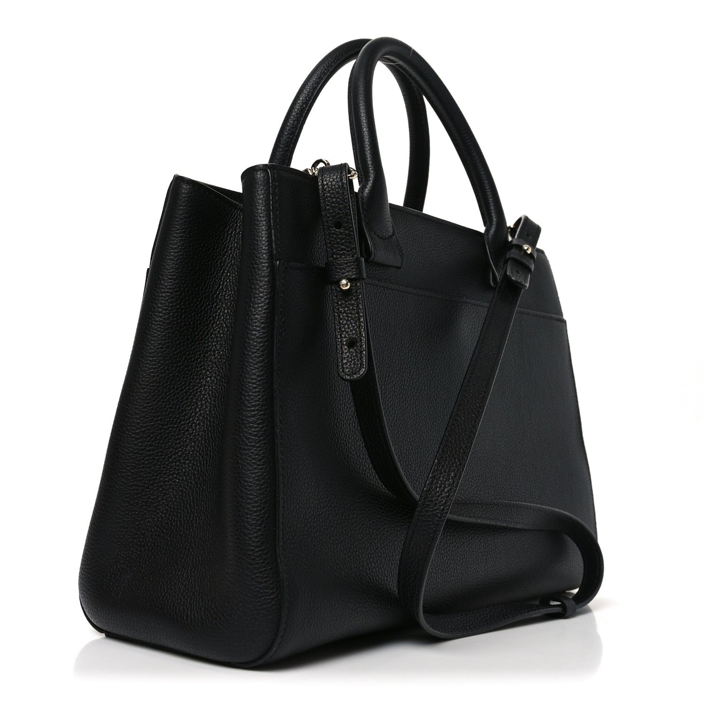 Grained Calfskin Medium Neo Executive Shopper Tote Black
