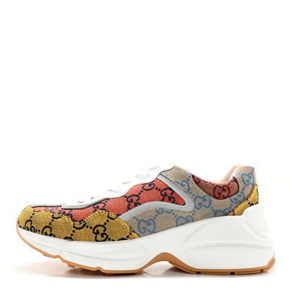 Gucci Monogram Multicolor Demetra Womens Rhyton Sneakers 36.5 Yellow Blue Great White Tabasco 1 of 10
