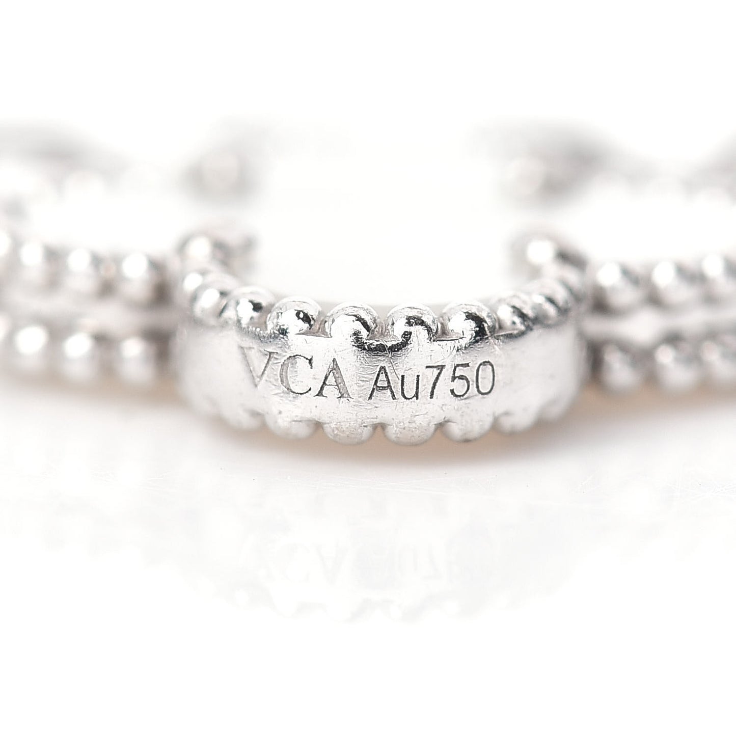 18K White Gold Mother of Pearl 5 Motifs Vintage Alhambra Bracelet