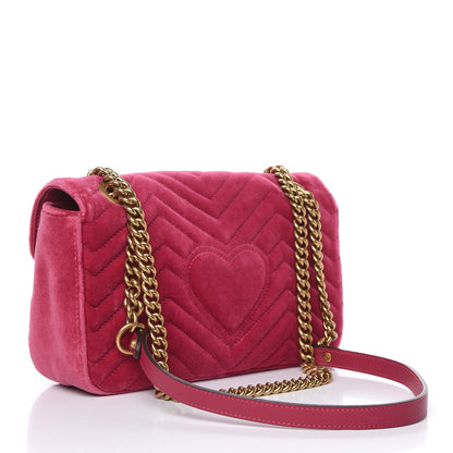Gucci Velvet Matelasse Small GG Marmont Shoulder Bag Light Raspberry Rose 3 of 12