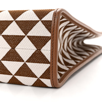 Prada Jacquard Saffiano Triangolo Symbole Embroidered Large Tote Tobacco Talco 9 of 11