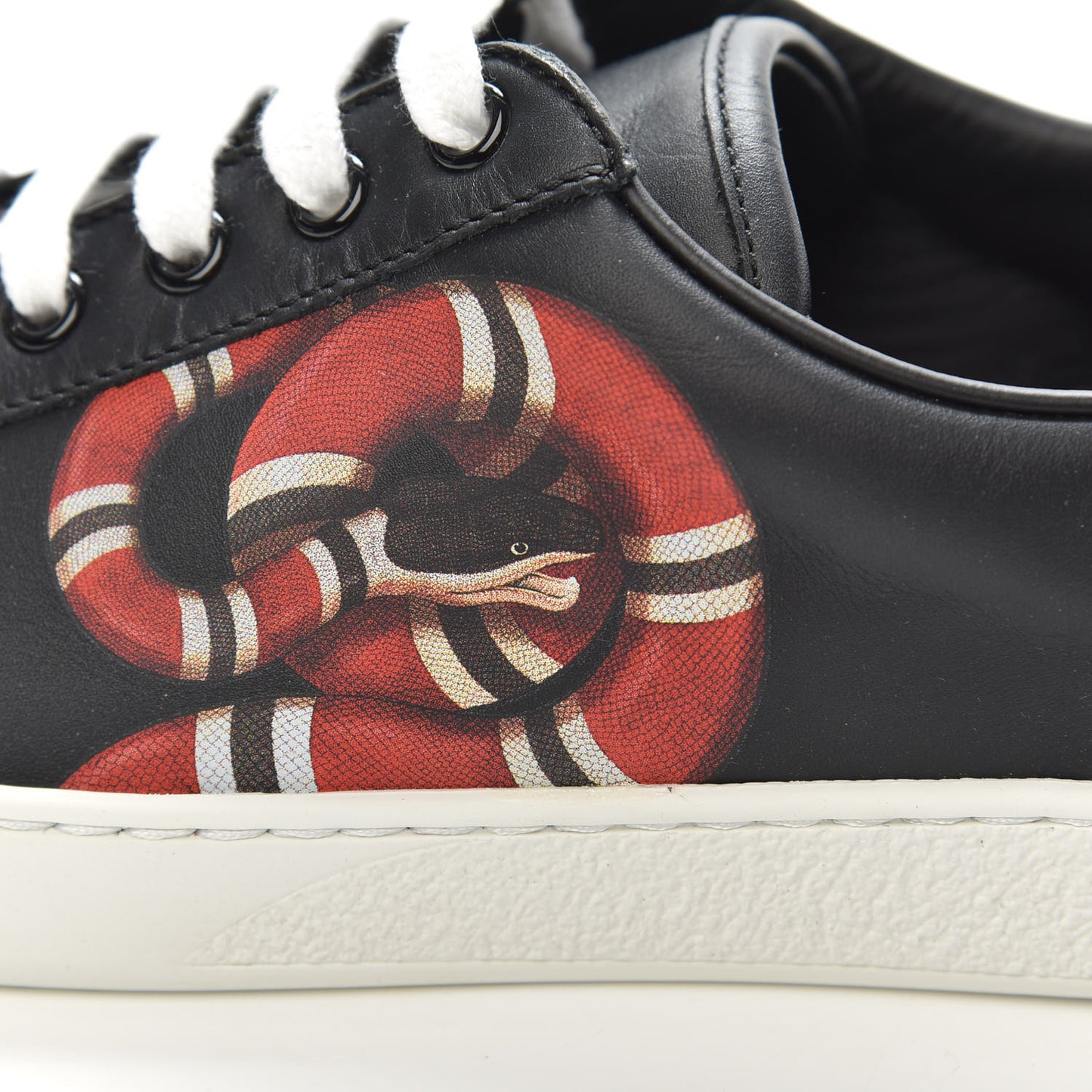 Calfskin Kingsnake Mens Ace Sneakers 8 Black Multicolor