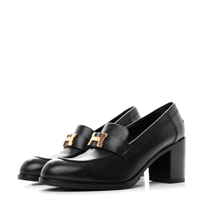 Hermes Goatskin Womens Dauphine 70 Moccasin Loafers 41 Black 3 of 9