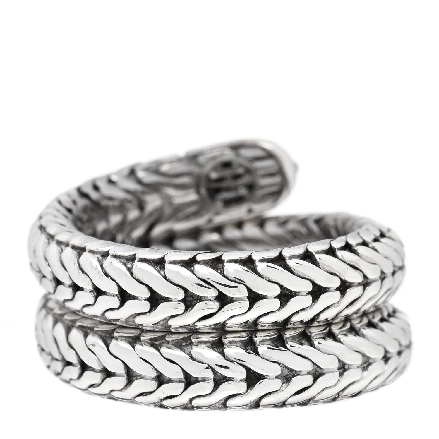 John Hardy Sterling Silver Diamond Coil Ring 54 7 3 of 4