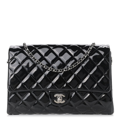 Chanel Patent Quilted Clutch with Chain Flap Black 1 of 9