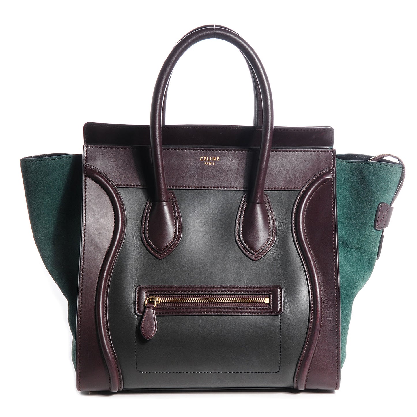 Smooth Calfskin Suede Mini Tri-Color Luggage Burgundy