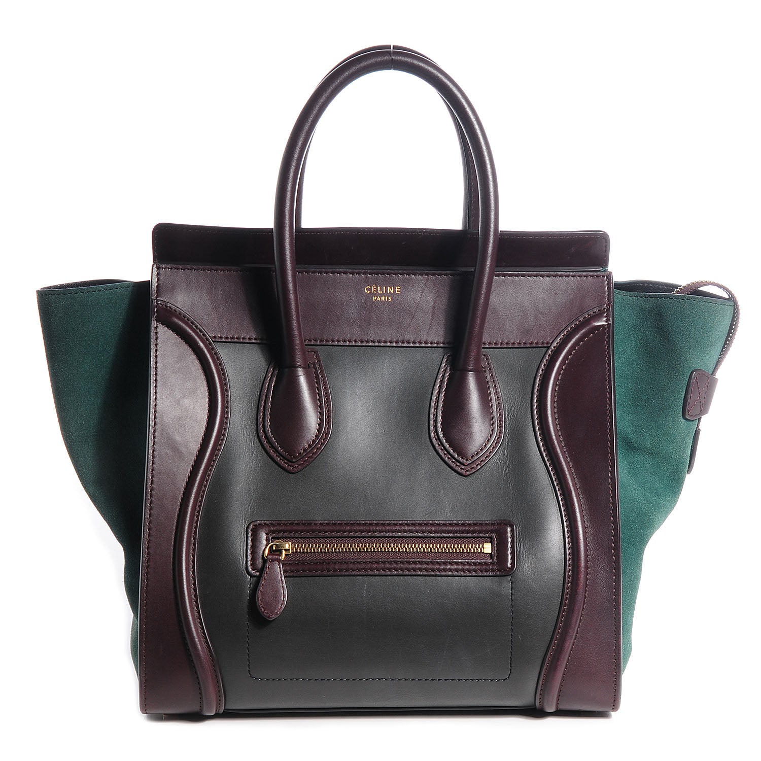 Celine Smooth Calfskin Suede Mini Tri-Color Luggage Burgundy 1 of 9