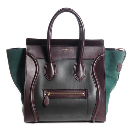 Celine Smooth Calfskin Suede Mini Tri-Color Luggage Burgundy 1 of 9