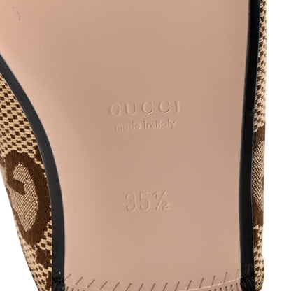 Gucci Monogram Jumbo GG Malaga Kid Womens Princetown Slippers 35.5 Camel Ebony New Acero Beige 7 of 10