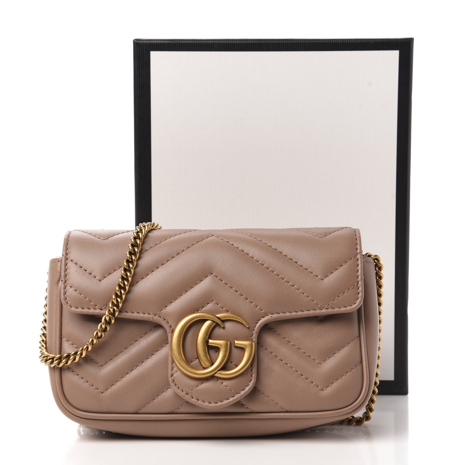 Gucci Calfskin Matelasse Super Mini GG Marmont Shoulder Bag Porcelain Rose 11 of 11
