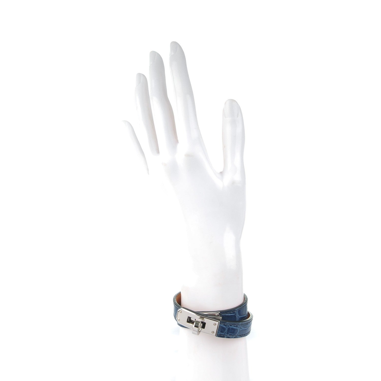 Hermes Shiny Alligator Kelly Double Tour Bracelet S Bleu Roi 2 of 7
