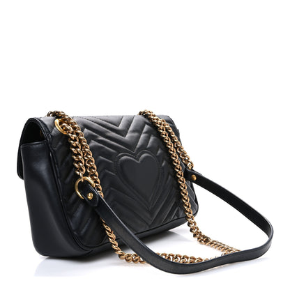 Gucci Calfskin Matelasse Small GG Marmont Shoulder Bag Black 3 of 10
