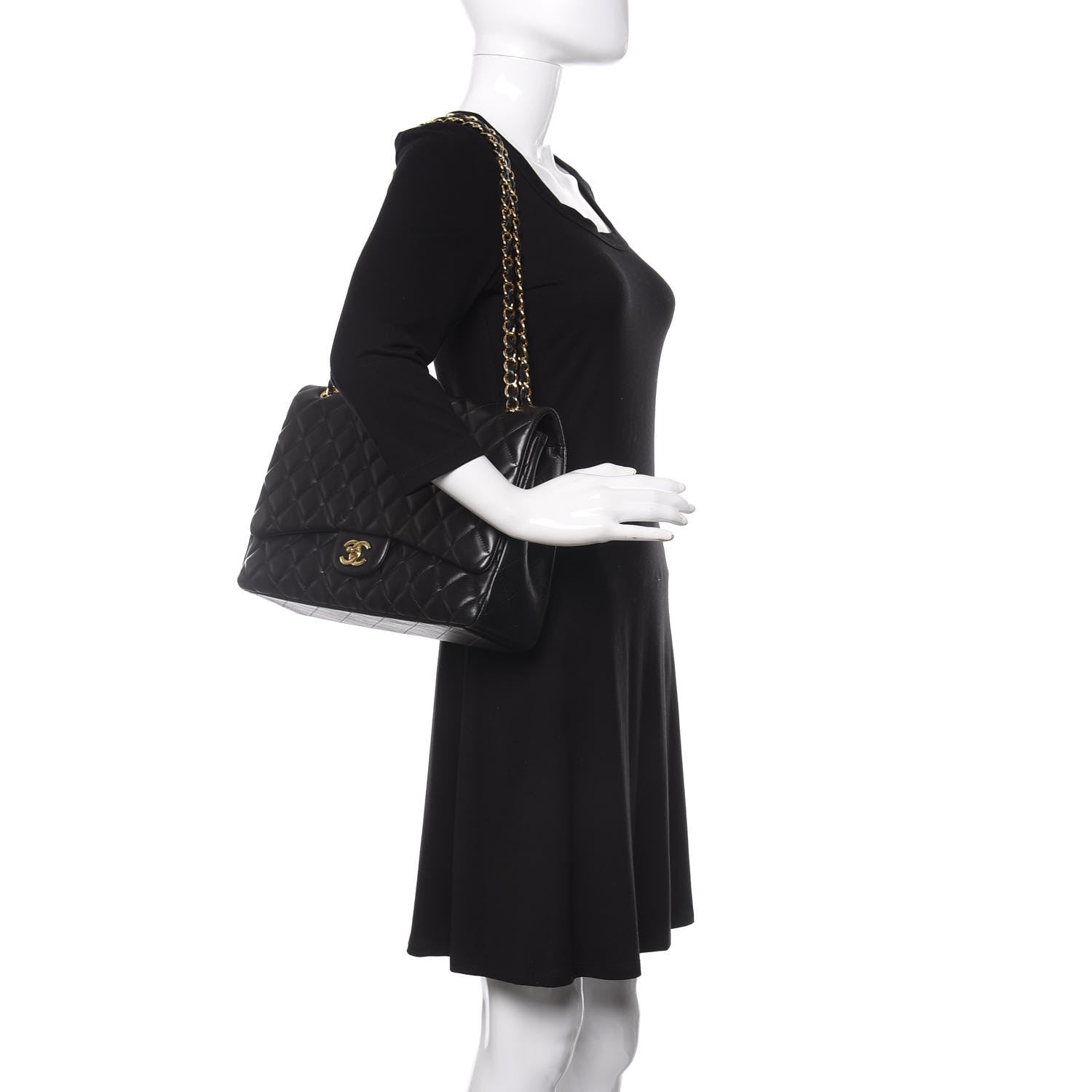 Chanel Lambskin Quilted Maxi Single Flap Black 2 of 12