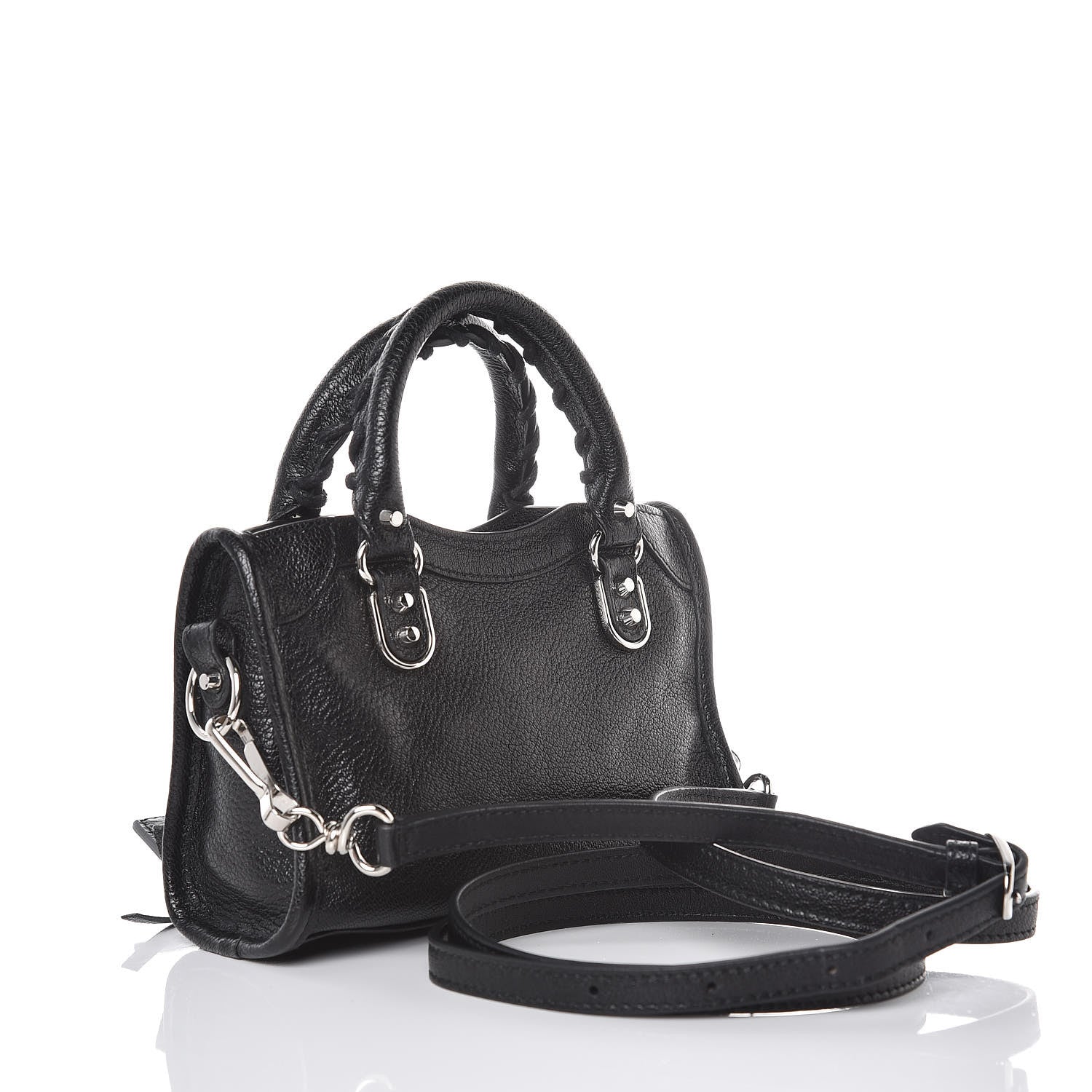 Balenciaga Chevre Silver Metallic Edge Hardware Nano City Black 3 of 7
