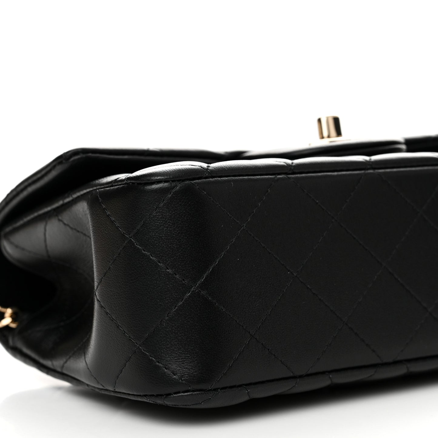 Lambskin Quilted Mini Top Handle Rectangular Flap Black