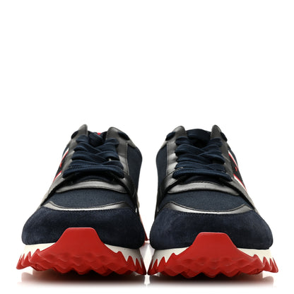 Christian Louboutin Calfskin Canvas Suede Olona Double Mens Nastroshark Sneakers 44 Navy 3 of 10