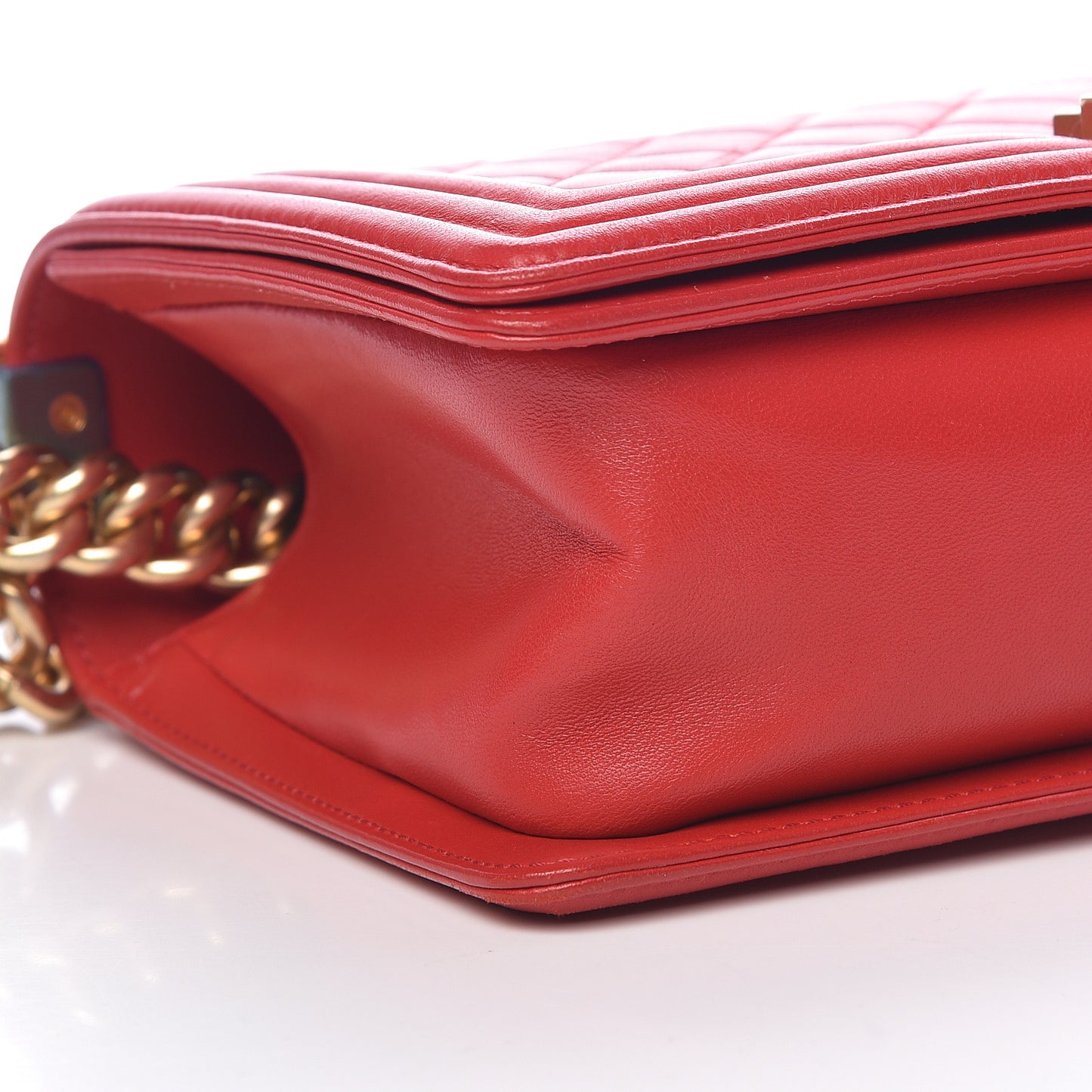 Lambskin Quilted Medium Boy Flap Red