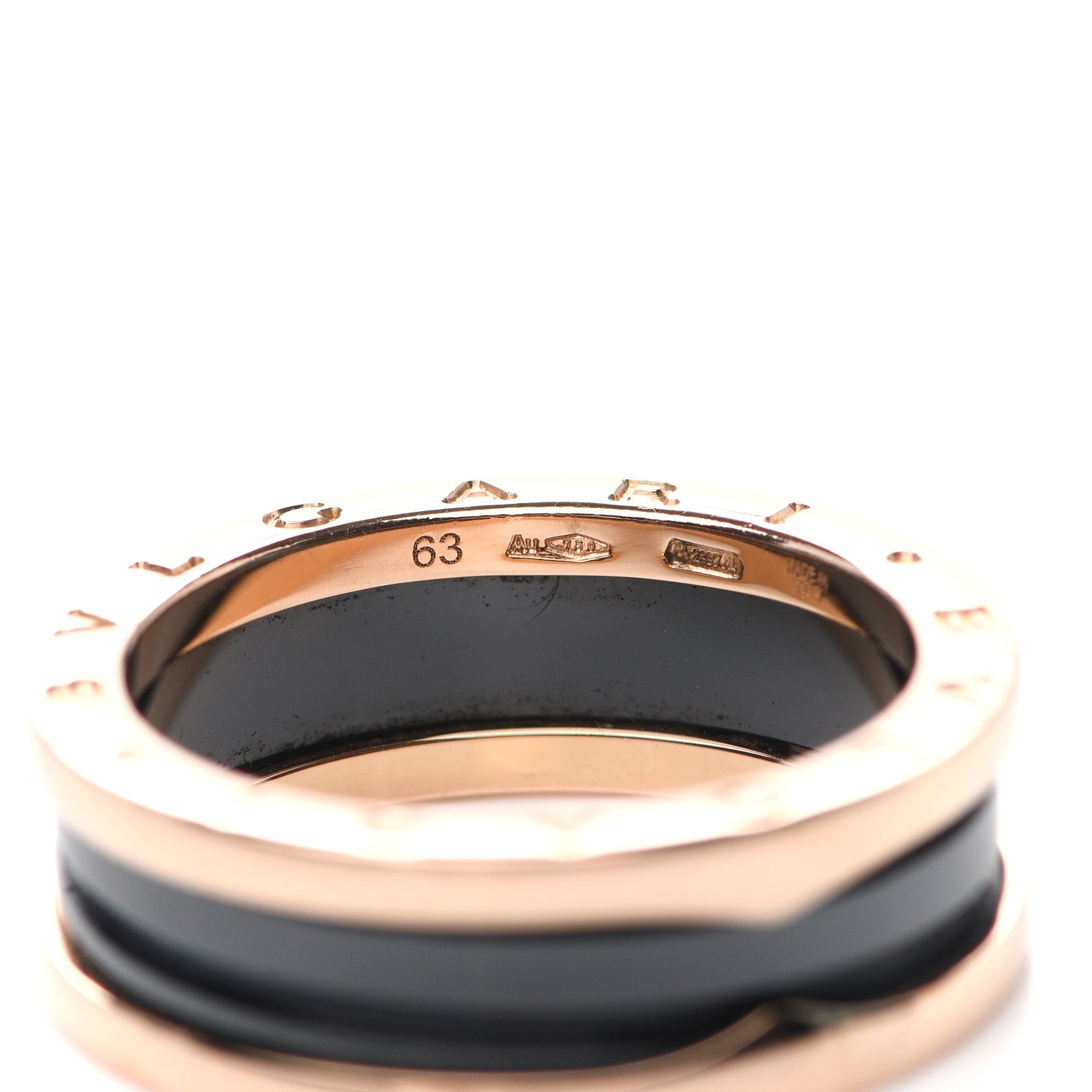 Bulgari 18K Rose Gold Black Ceramic B.Zero1 Two-Band Ring 63 10.5 6 of 7