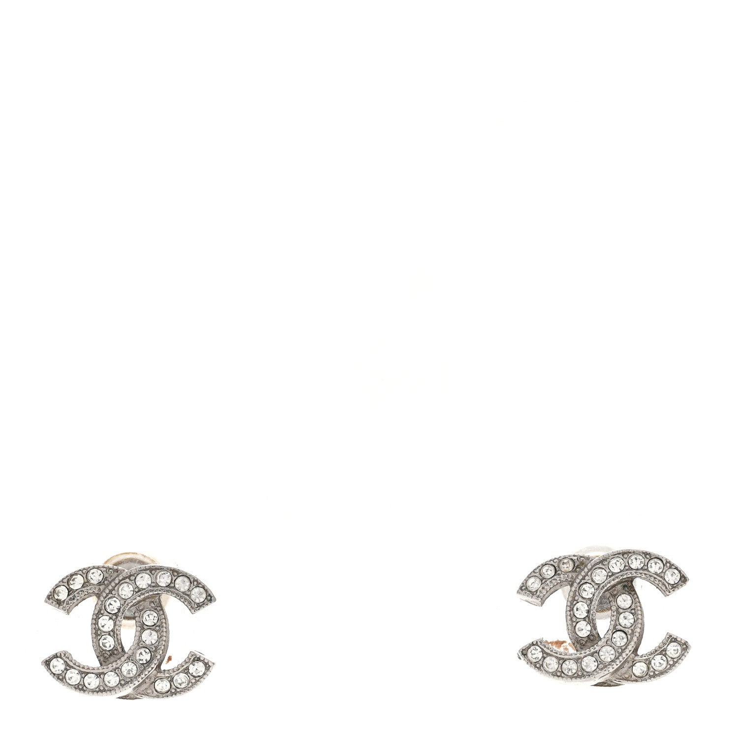 Chanel Crystal Mini Timeless CC Earrings Silver 1 of 4