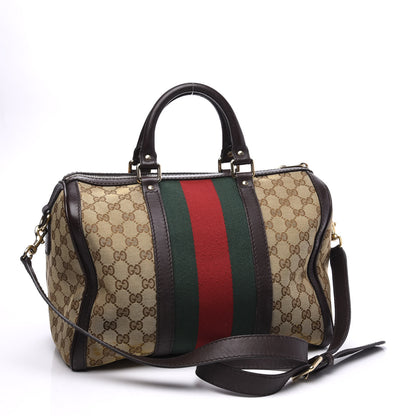 Gucci Monogram Vintage Web Medium Boston Dark Brown 2 of 12