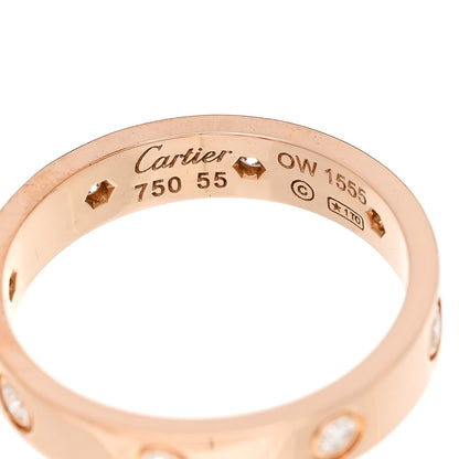 Cartier 18K Pink Gold 8 Diamond 4mm LOVE Wedding Band Ring 55 7.25 4 of 5