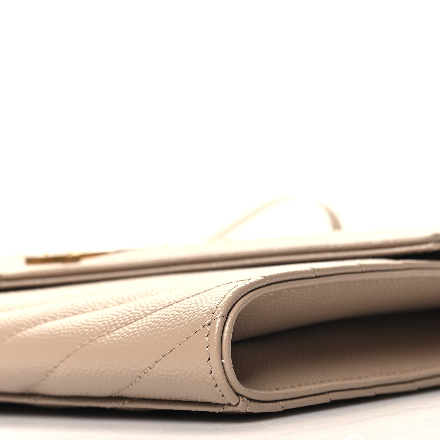 Saint Laurent Grain De Poudre Matelasse Chevron Monogram Envelope Clutch Dark Beige 10 of 10
