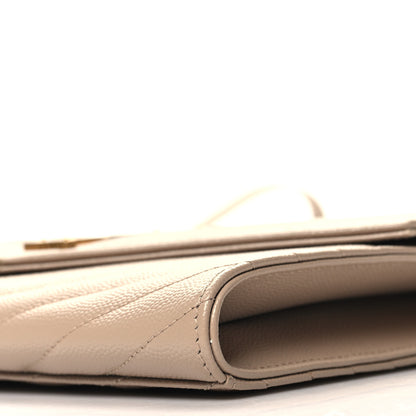 Saint Laurent Grain De Poudre Matelasse Chevron Monogram Envelope Clutch Dark Beige 10 of 10