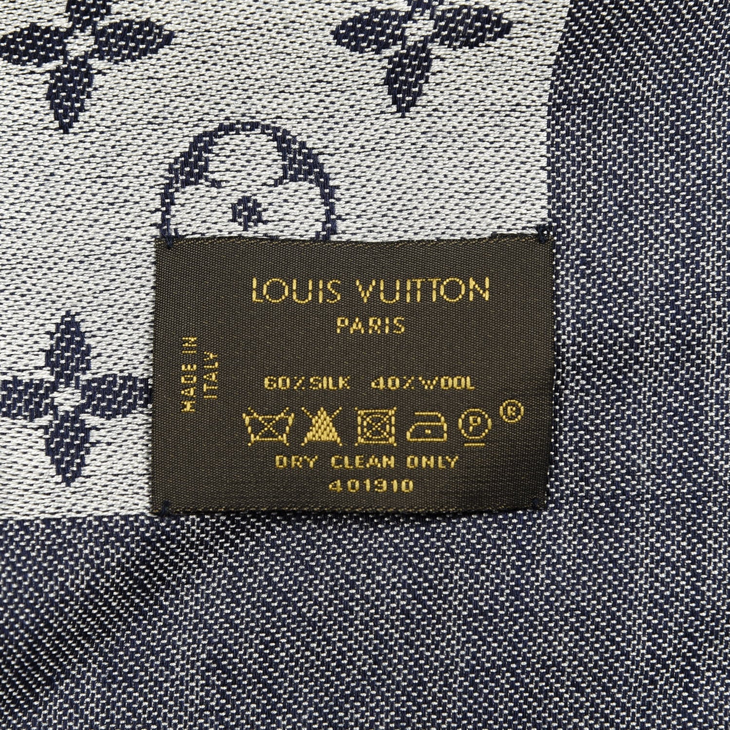 Louis Vuitton Silk Wool Monogram Denim Shawl Blue 3 of 3