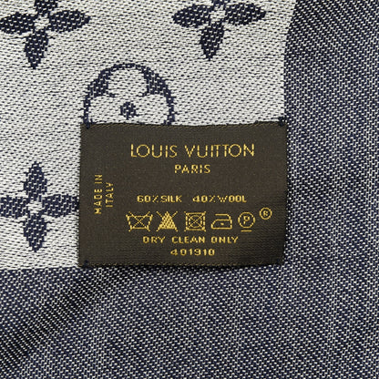 Louis Vuitton Silk Wool Monogram Denim Shawl Blue 3 of 3