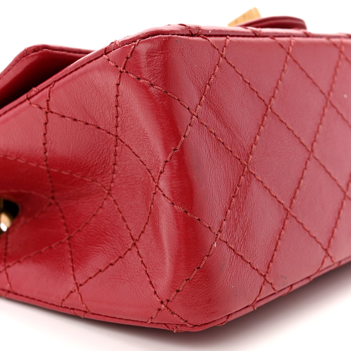 Aged Calfskin Quilted 2.55 Reissue Mini Flap Red
